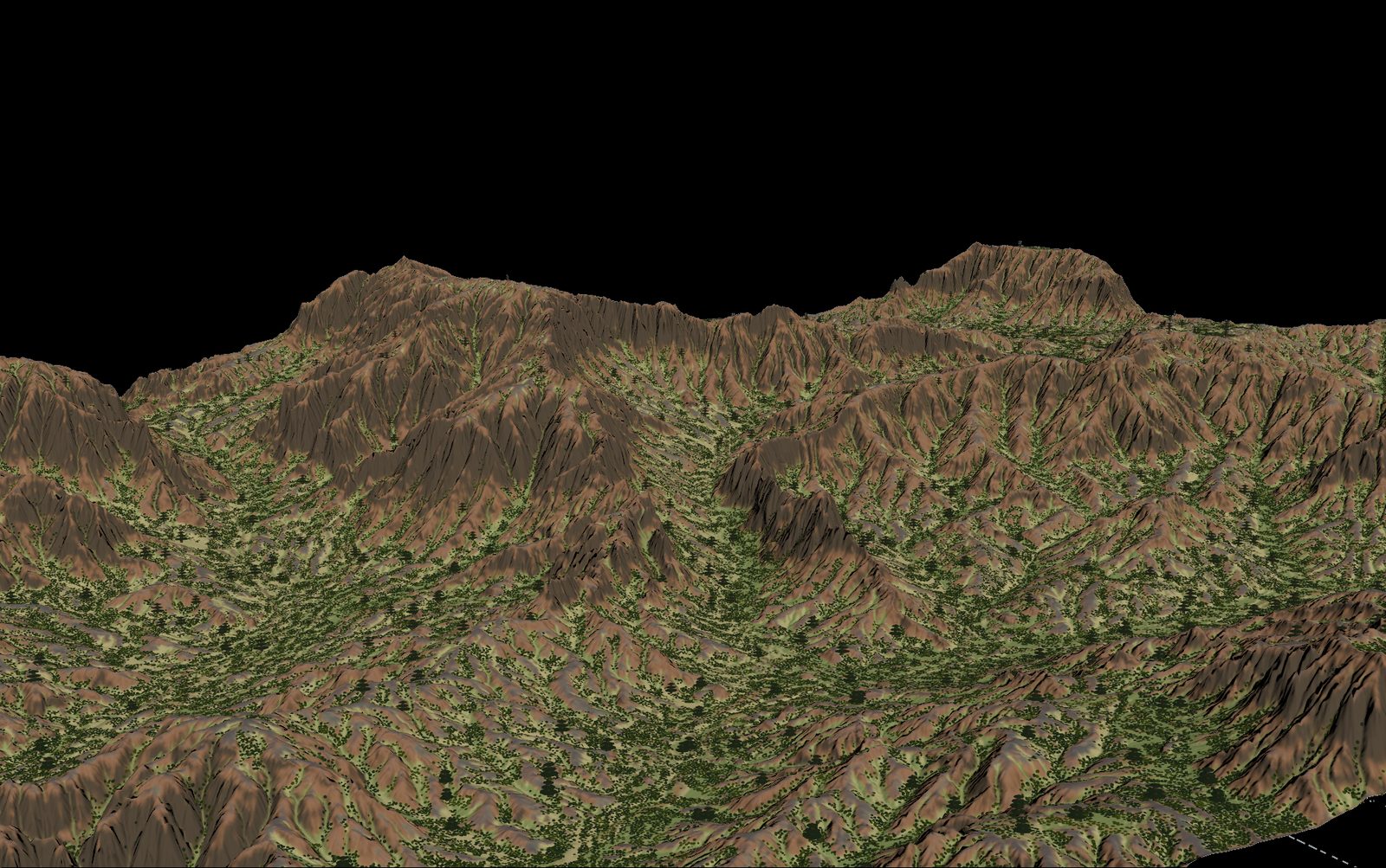 Terrain with vegetation scattering and tint maps