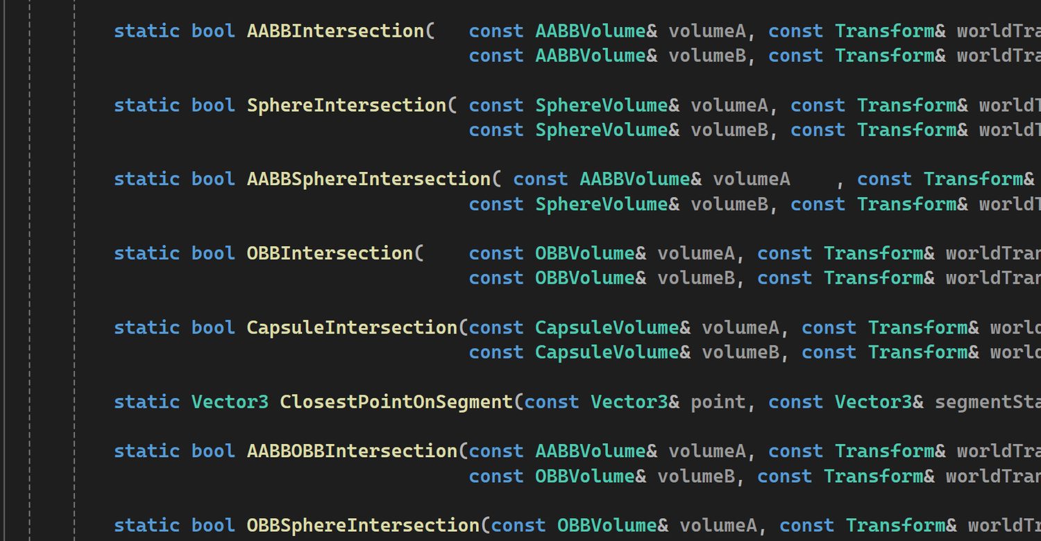 Collision detection code